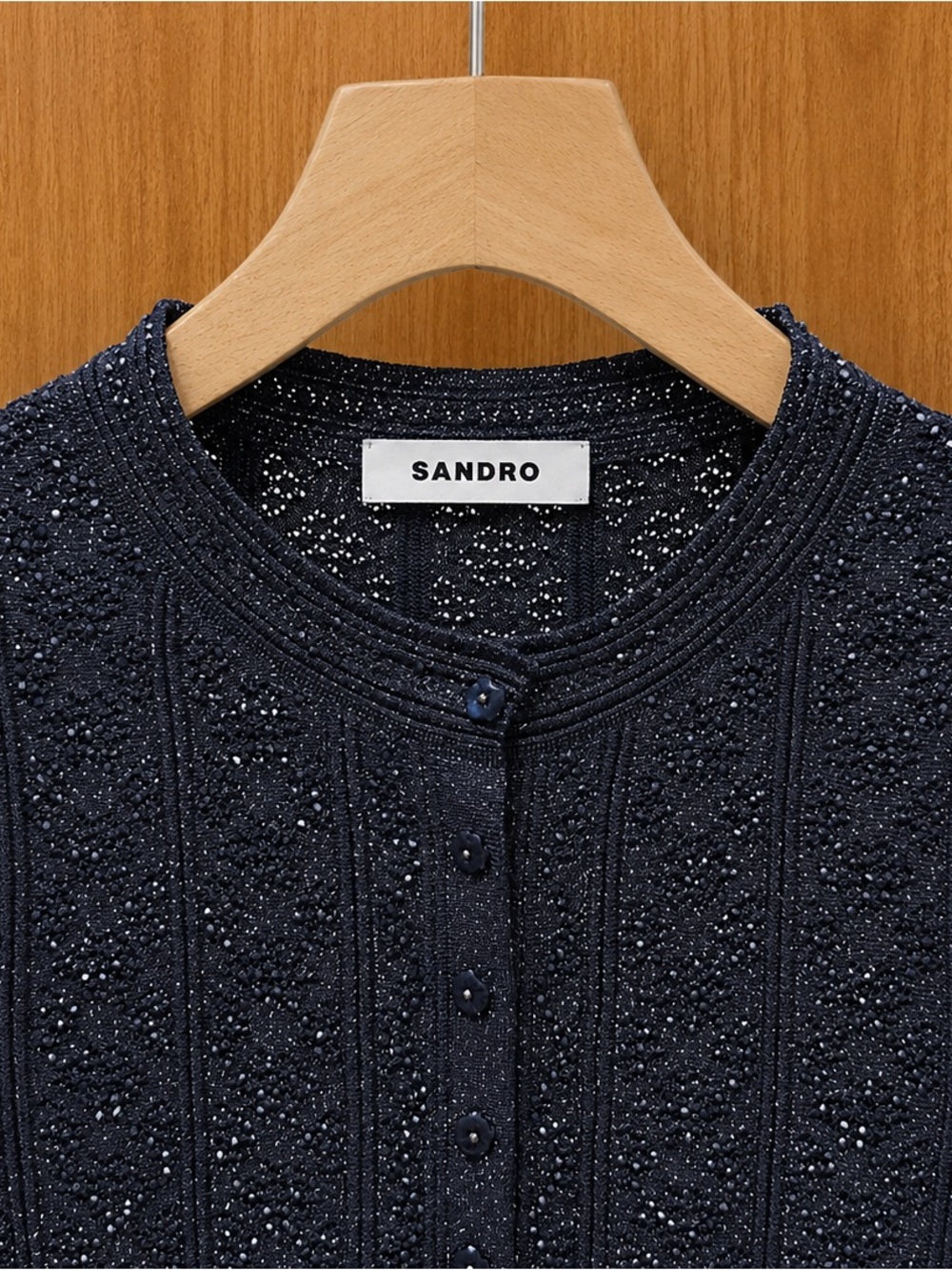 Sandro Navy Tweed Long Flared Maxi Skirtw - Picture 4 of 13